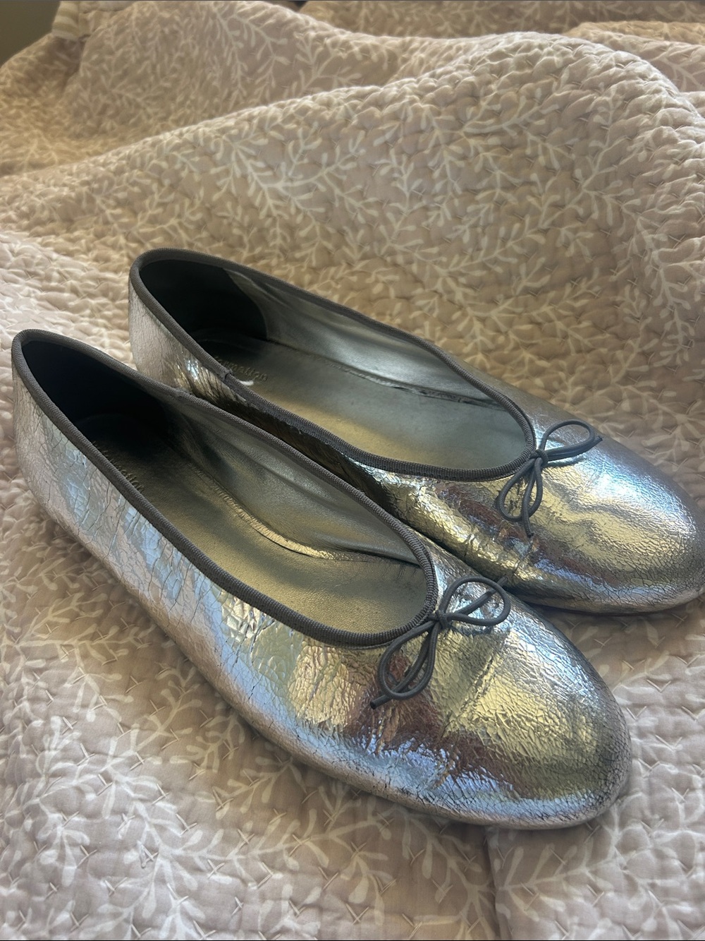 Reformation silver ballet flats